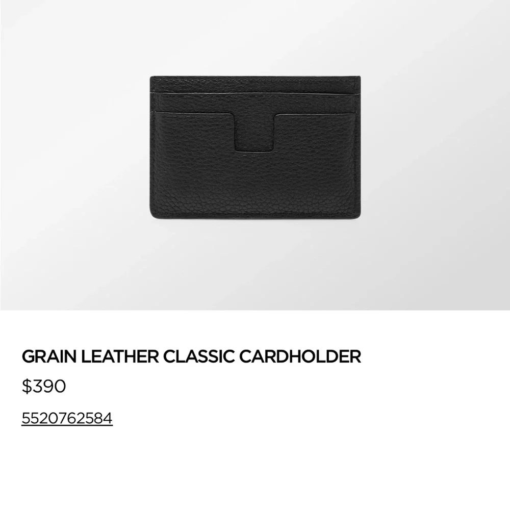 Tom Ford NWT GRAIN LEATHER CLASSIC CARDHOLDER Black - Picture 2 of 6